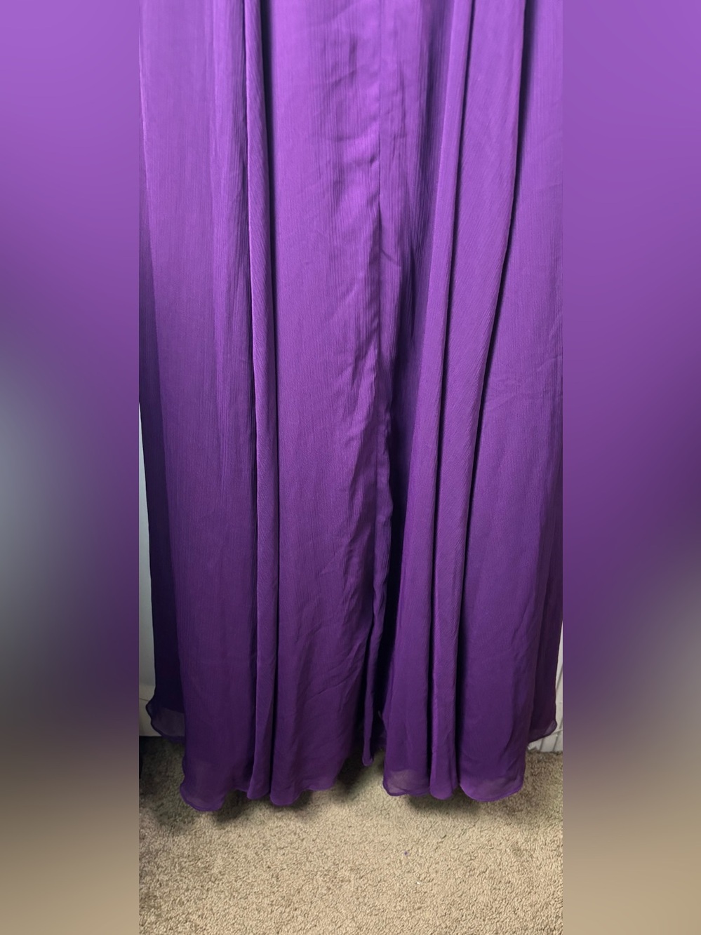 Morilee Elegant Purple Halter Maxi Dress with Floral Neckline - Picture 6 of 15